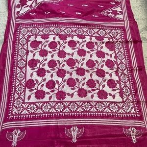 Reverse kantha stitch saree